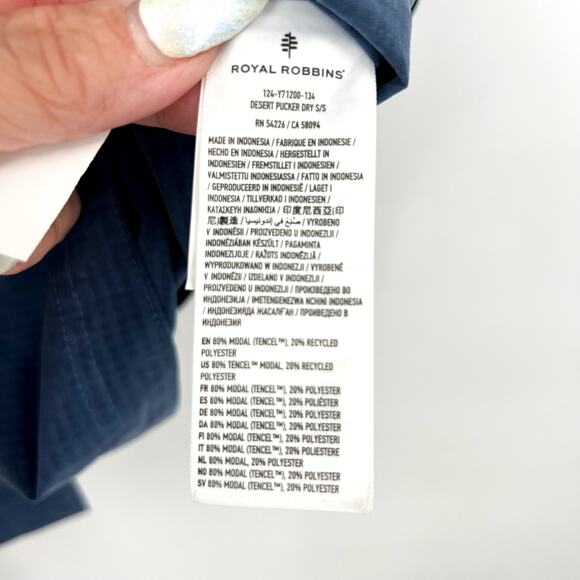 ROYAL ROBBINS Men's Desert Pucker Dry S/S Shirt Medium Collins Blue NWOT - Picture 10 of 11